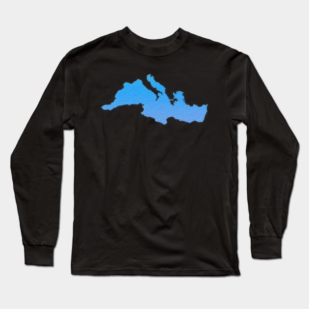 Mediterranean Sea Outline Long Sleeve T-Shirt by gorff